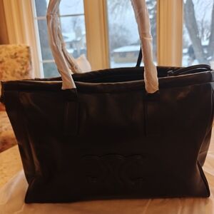 Elegant Black Leather Tote Bag